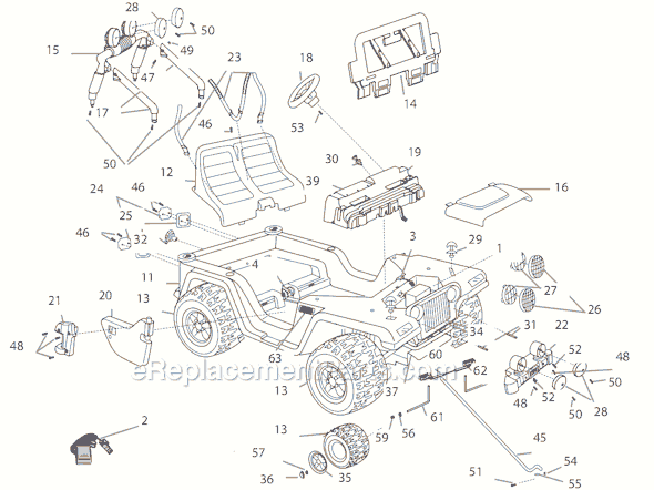 Page A Diagram and Parts List for H3427  Power Wheels Ride-On Cars